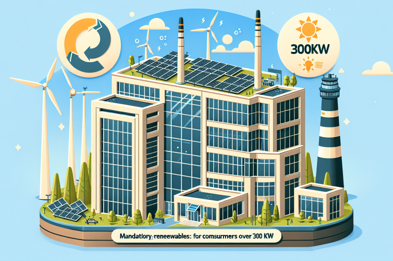 Obligatoriedad de renovables en grandes empresas: Requisitos para consumidores de más de 300 kW.
