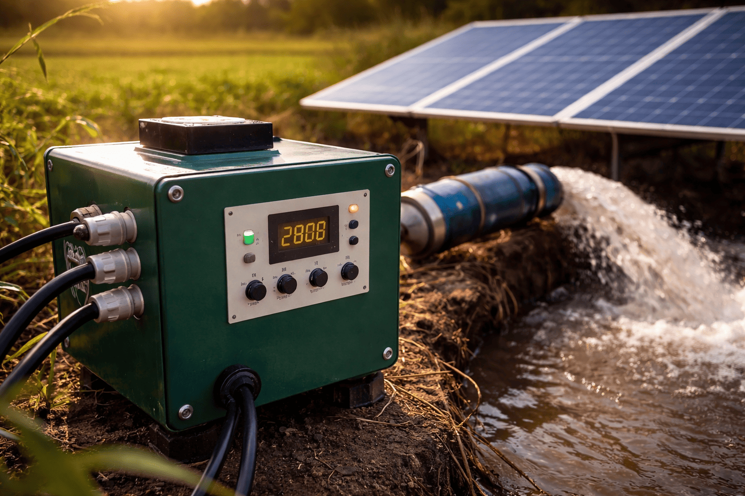 bomba solar en campo directo